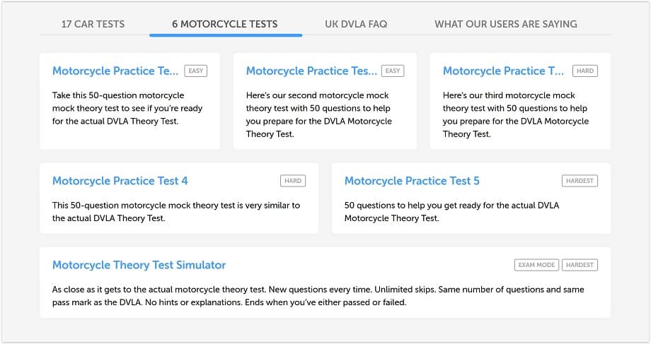 motorcycle tests